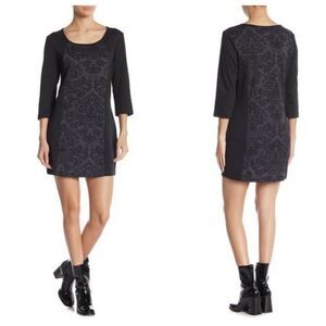 Papillon Monochrome Damask Print Sweater Dress